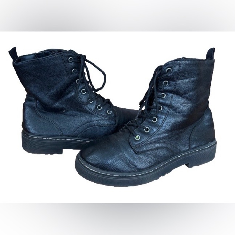 Sincerely Jules blk lthr lace up combat boots WM 5 goth punk indie sleeze - Picture 4 of 16
